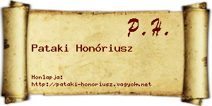 Pataki Honóriusz névjegykártya